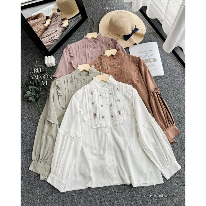 Lunara Bliss ~ Hafizah Blouse Wanita Kekinian Outfit ngantor Liburan Piknik Pesta Bahan Adem Motif b