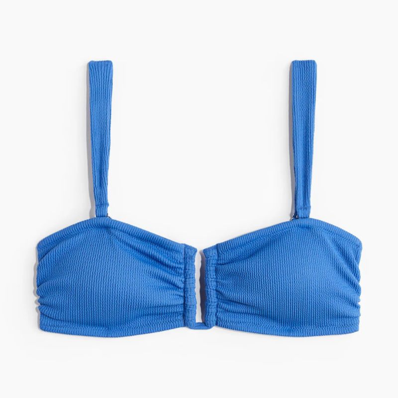 PADDED BANDEAU BLUE TEXTURED BRA TOP BIKINI HNM