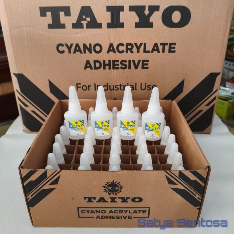 

Lem Alteco TAIYO Jumbo (1 Box isi 40 botol) / Lem Serbaguna TAIYO Cyano Adhesive