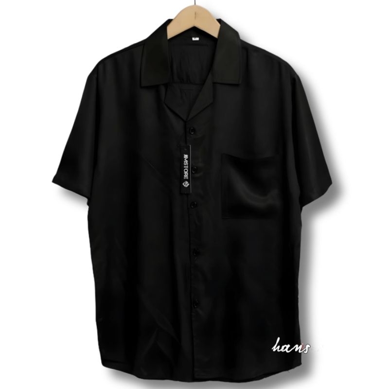 Kemeja Katun Rayon Polos Lengan Pendek Pria Wanita Bahan Adem Lembut Jatuh