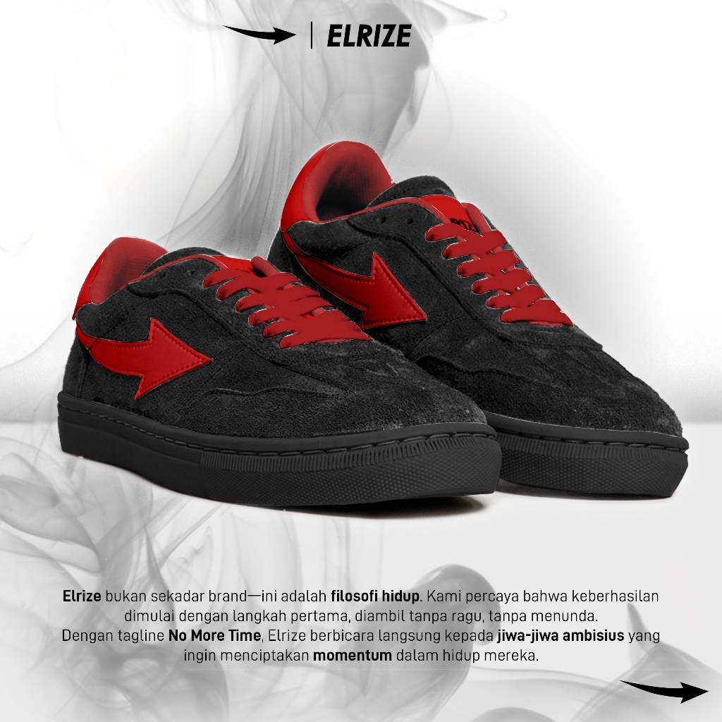 Sepatu Elrize Jayapura Ultras Series - Casual Suede Hitam Merah Samba Spezial City Series