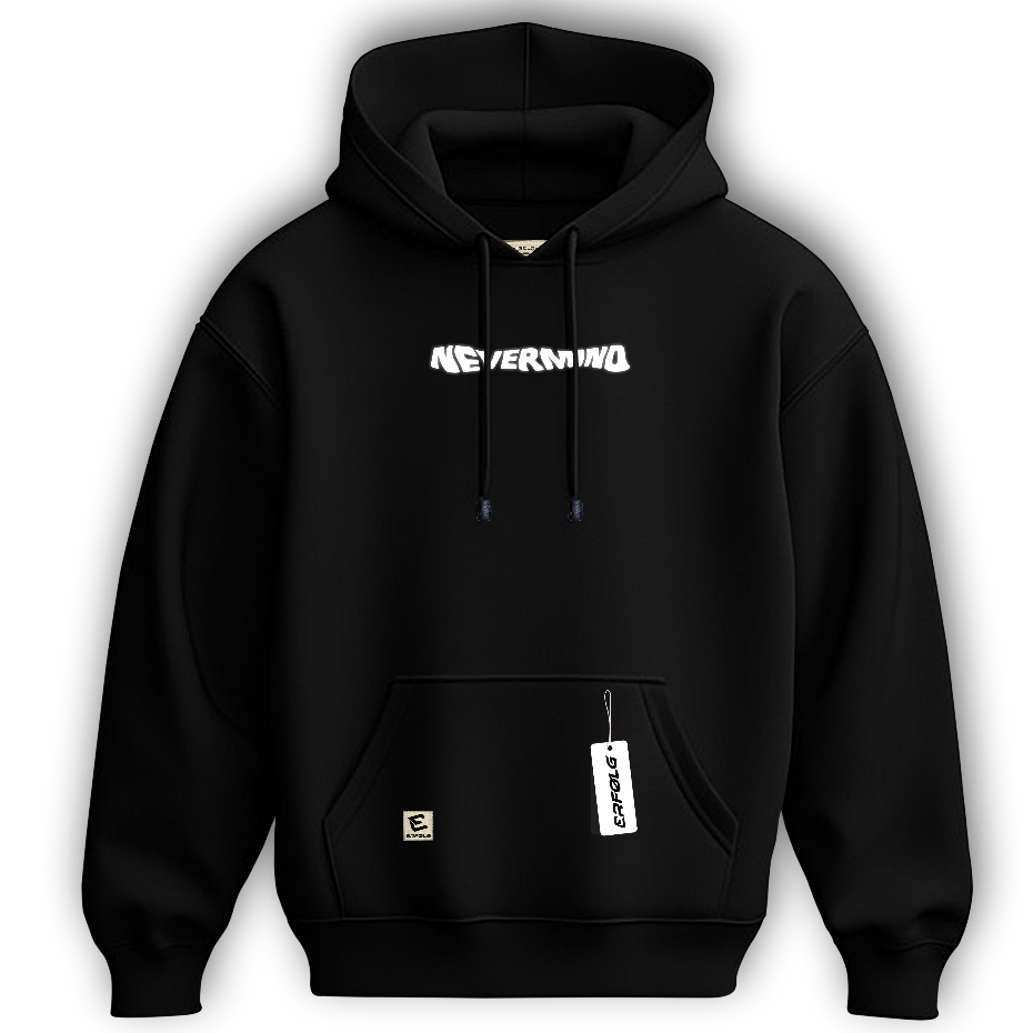 ERFOLG Hoodie Jumper Reflektif NEVERMIND Menyala Dalam Gelap Pria Wanita Sweater Cowok Premium