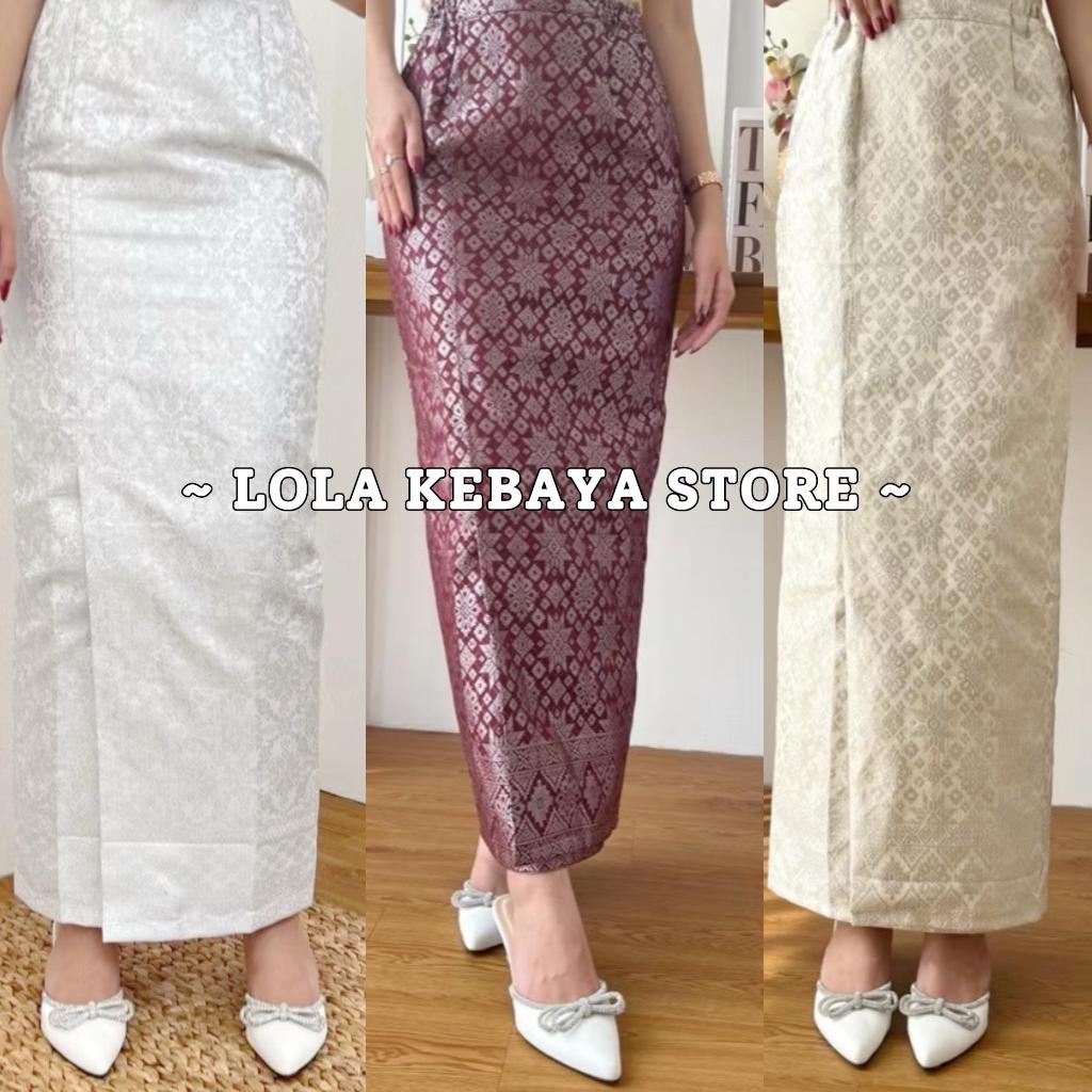 LOLA KEBAYA STORE - Rok Songket Span Karet Kiri Kanan||Rok Kebaya Songket Siap Pakai||Rok Model Bela