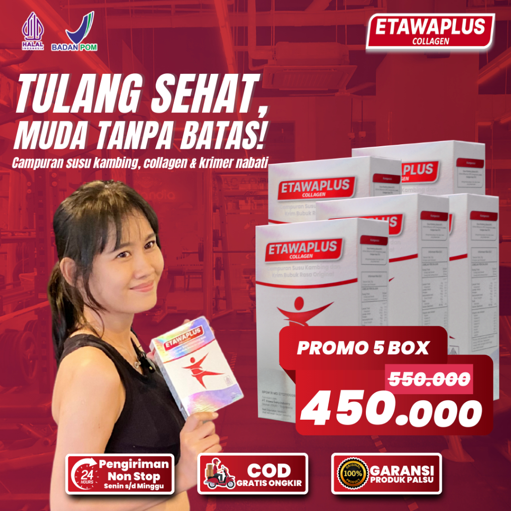 

5 Box Etawaplus Collagen Asli – Susu Kambing Etawa Tingkatkan Kepadatan Kesehatan Tulang Sendi Susu Anti Asam Urat Rematik Reumatik Nyeri Sendi 200g