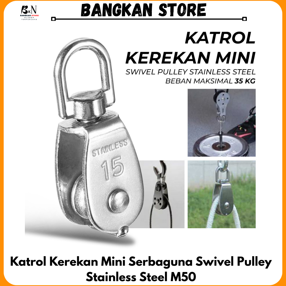 Katrol Kerekan Mini Serbaguna Swivel Pulley Stainless Steel M50