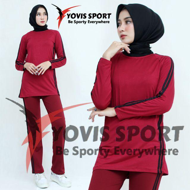 Setelan baju olahraga wanita ,baju senam wanita muslimah,one set senam wanita muslimah