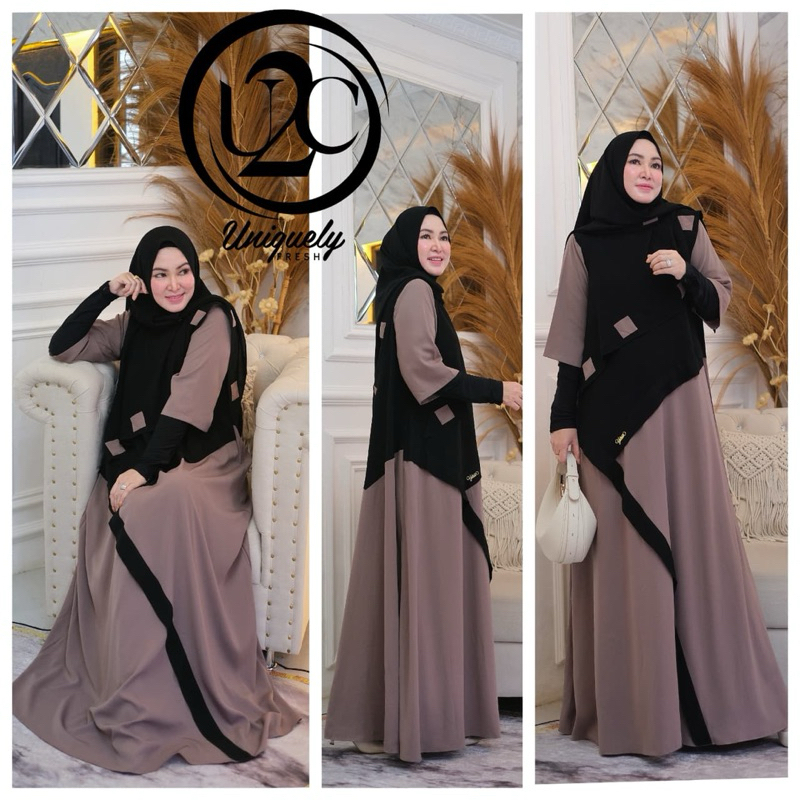 AWLIYA SET SYARI PREMIUM U2C GAMIS  MEWAH EDISI LEBARAN OUTFIT PESTA TERBARU GAMJS HARIAN SETT HIJAB