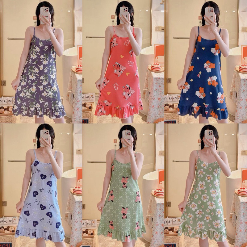JG - DASTER WANITA TALI KECIL 4MOTIF / DASTER WANITA MURAH / DASTER KARAKTER / BAJU TIDUR DASTER