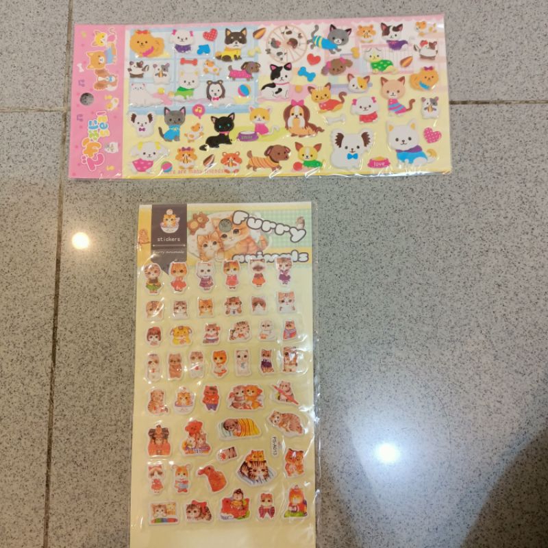 

Sticker stiker murah motif kucing cat anjing dog