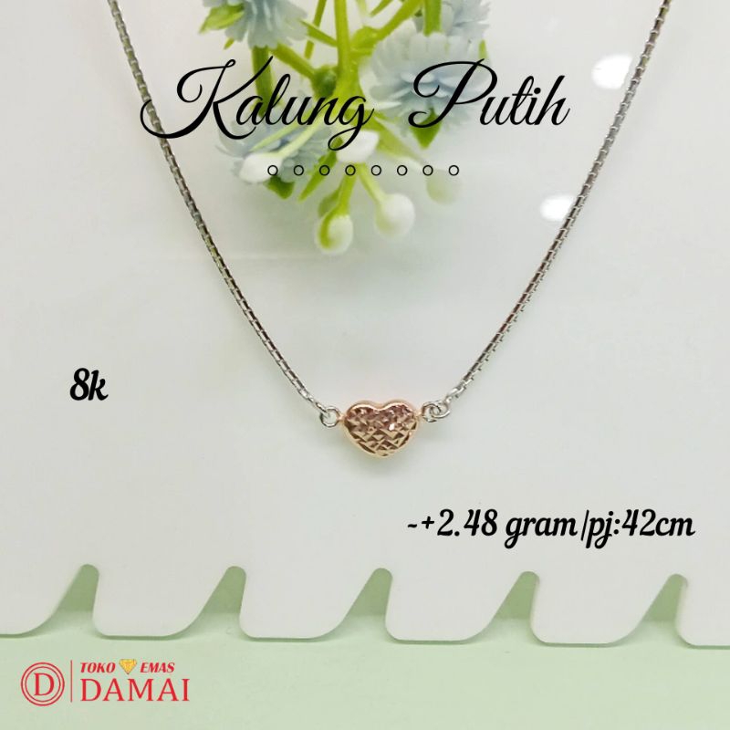 Kalung emas putih model love kombinasi 8k ||-+2.48gram