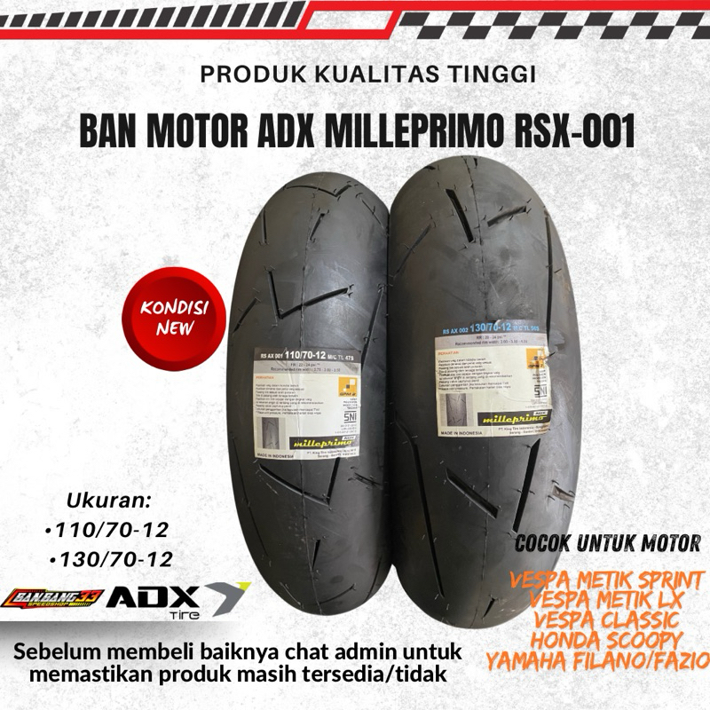 Ban Motor Vespa Sprint/Classic, Fazio, Scoopy ADX Milleprimo 110/70-12 // 130/70-12