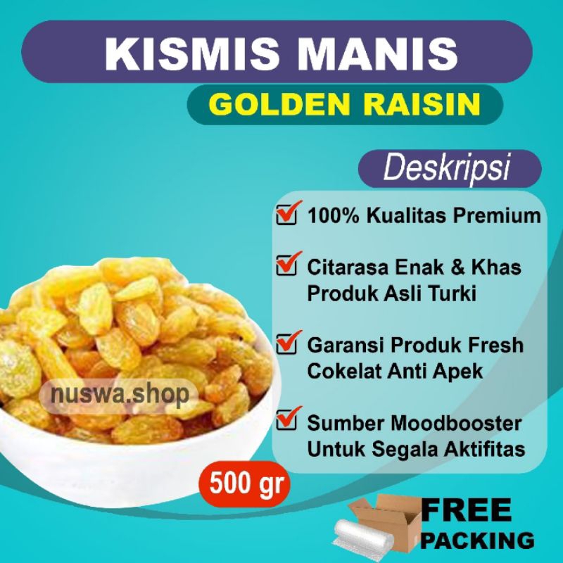 

KISMIS MANIS OLEH OLEH HAJI/UMROH GOLDEN RAISIN 500 GR CEMILAN PENGHAFAL AL QURAN