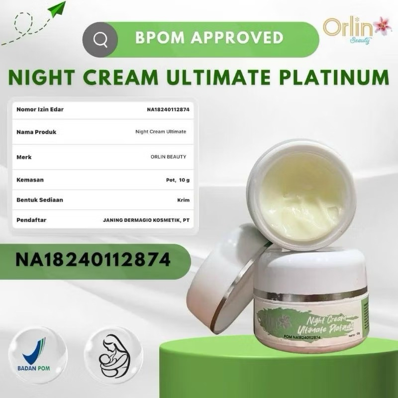 Night cream Flek Night Cream Ultimate Platinum Orlinbeauty skincare ORI Mencerahkan wajah Memudarkan