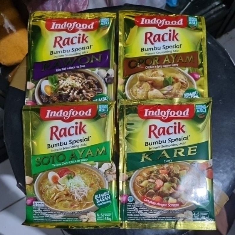 

indofood racik bumbu Instan rawon, soto ayam, opor ayam, kare 50 gr