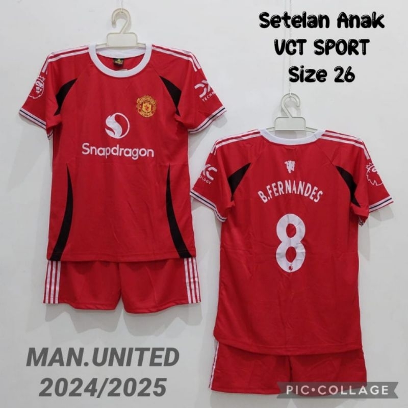 Setelan Baju Jersey Bola Anak Kualitas Sablon Merah