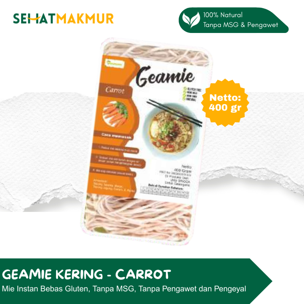 

Geamie Kering - Carrot (Wortel) (Mie Instant Sehat Tanpa MSG, Gluten, Pengawet dan Pengenyal)