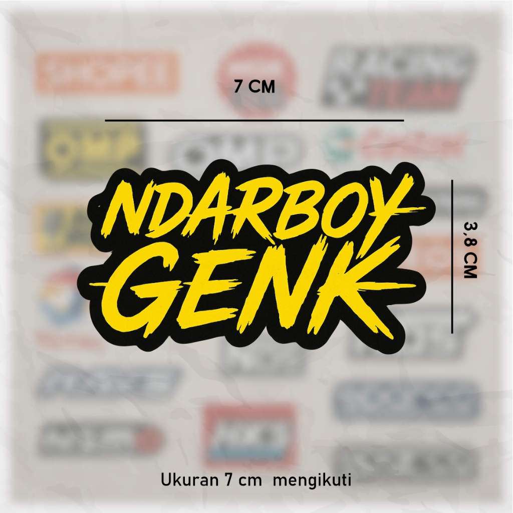 

Stiker NDARBOY GENK Keren - Vinyl Laminasi Glossy 7x3.8 cm - Stiker Motor Mobil Helm Laptop