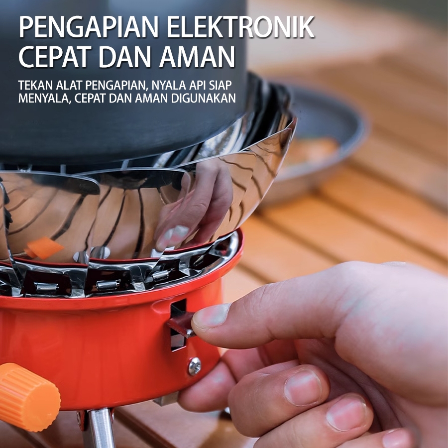 Kompor Portable LOWA Lotus Anti Angin, Kompor Kaset Outdoor, Praktis untuk Camping dan Hiking