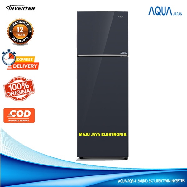 AQUA Kulkas 2 Pintu 357 Liter AQR 415 IM (BK) Fast Cooling Twin Inverter JUMBO