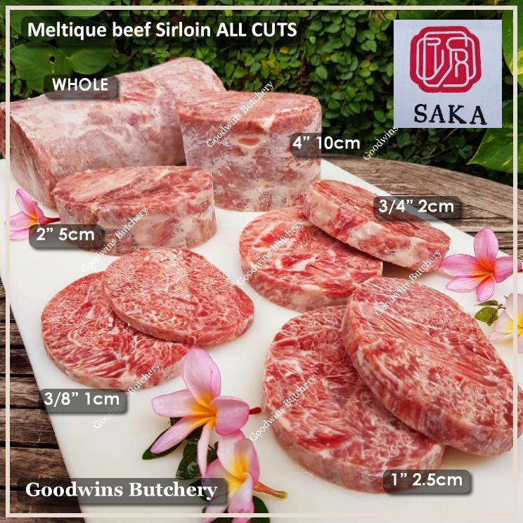 

Beef MELTIQUE SIRLOIN steak cuts Australia SAKA frozen daging sapi meltik has luar Striploin New York Strip for Teriyaki Shabu2 Sukiyaki Saikoro Roast Schnitzel