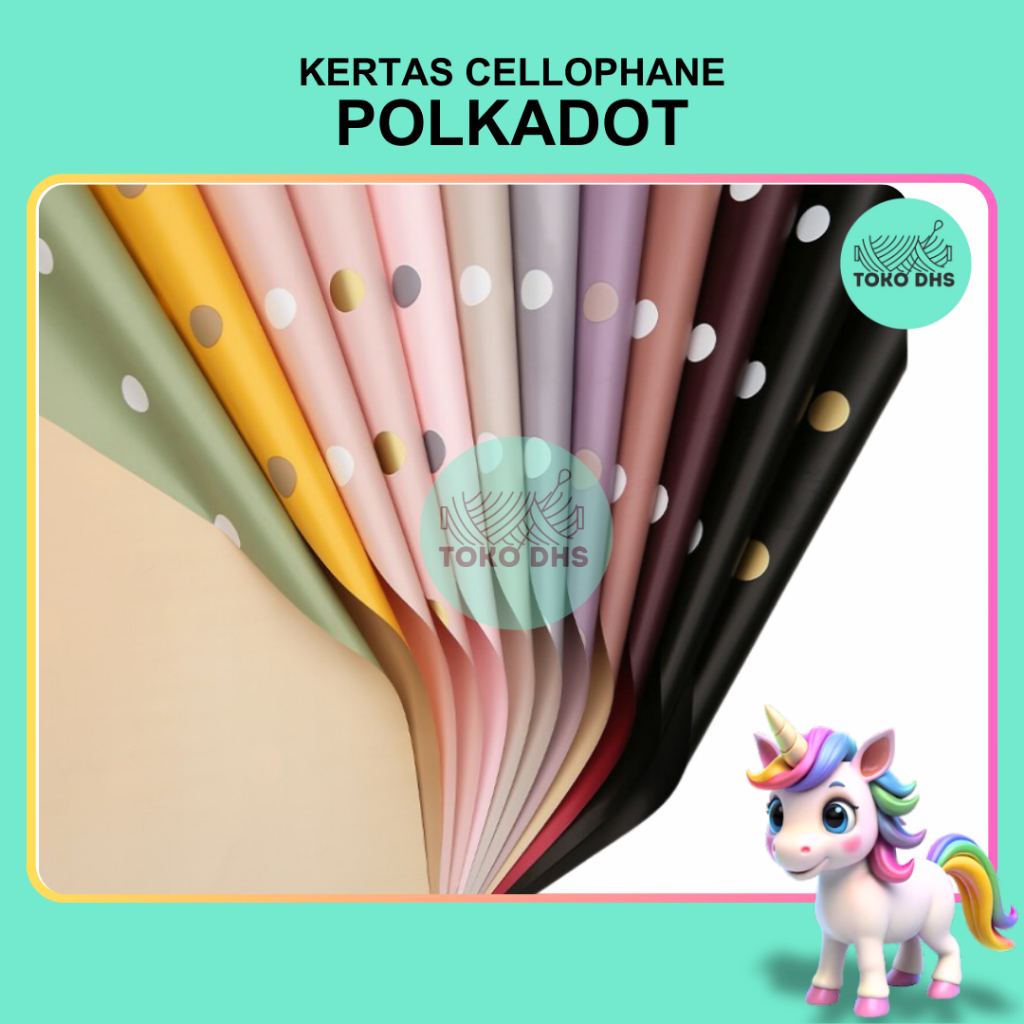 

(20 LEMBAR) Flower Wrapping POLKADOT Cellophane / Kertas Buket Bunga