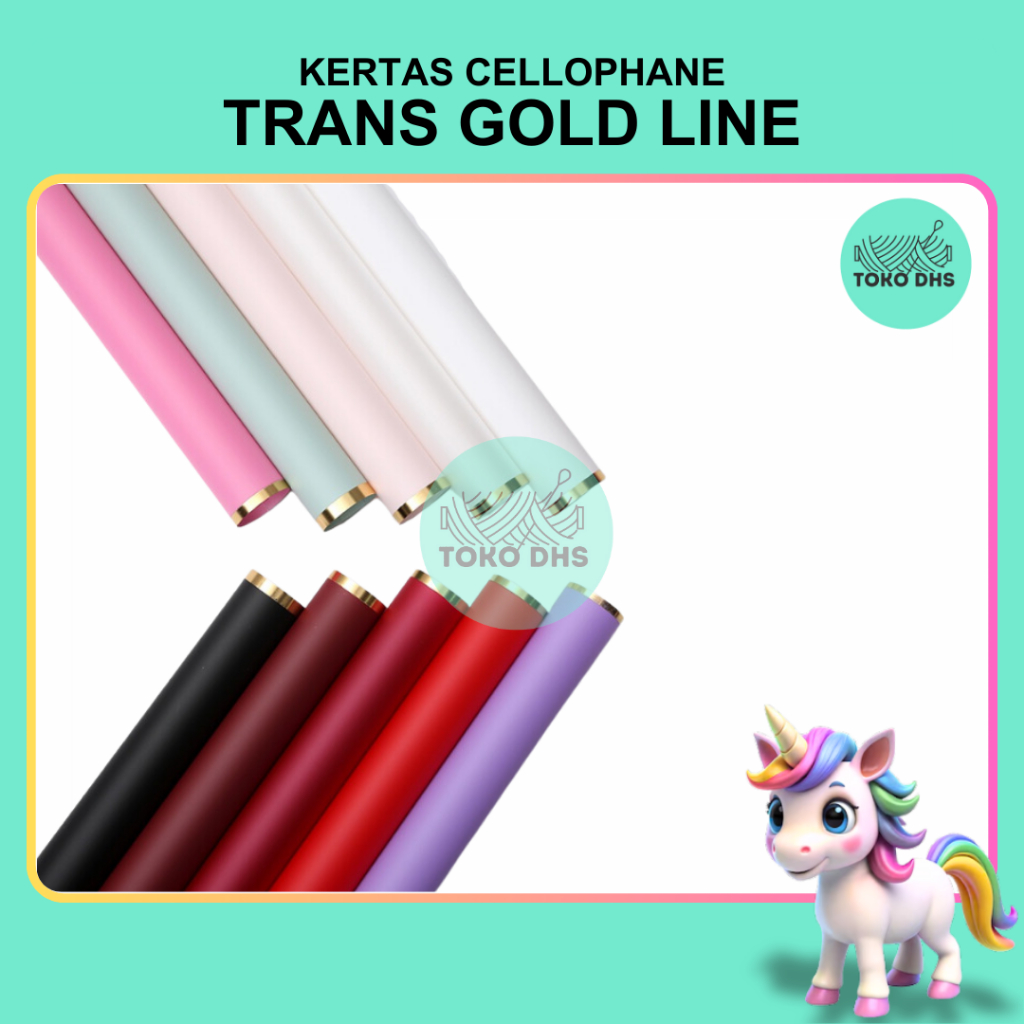 

(20 LEMBAR) Flower Wrapping TRANSPARAN GOLD LINE Cellophane / Kertas Buket Bunga