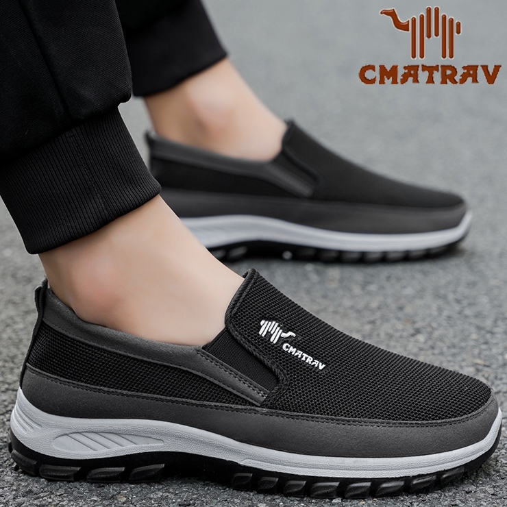 CMATRAV Sepatu Slip on Pria Sepatu Olahraga Outdoor Pria Flat Slip-On