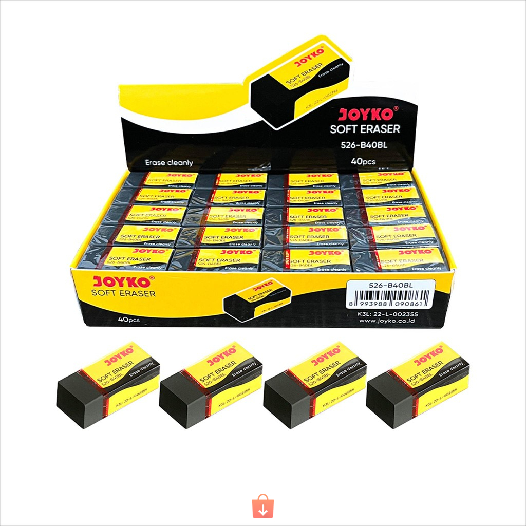 

PAKET 3 PCS JOYKO Eraser 526 B40BL / Penghapus Joyko / Penghapus Pensil Ujian Hitam / Karet Penghapus Kecil