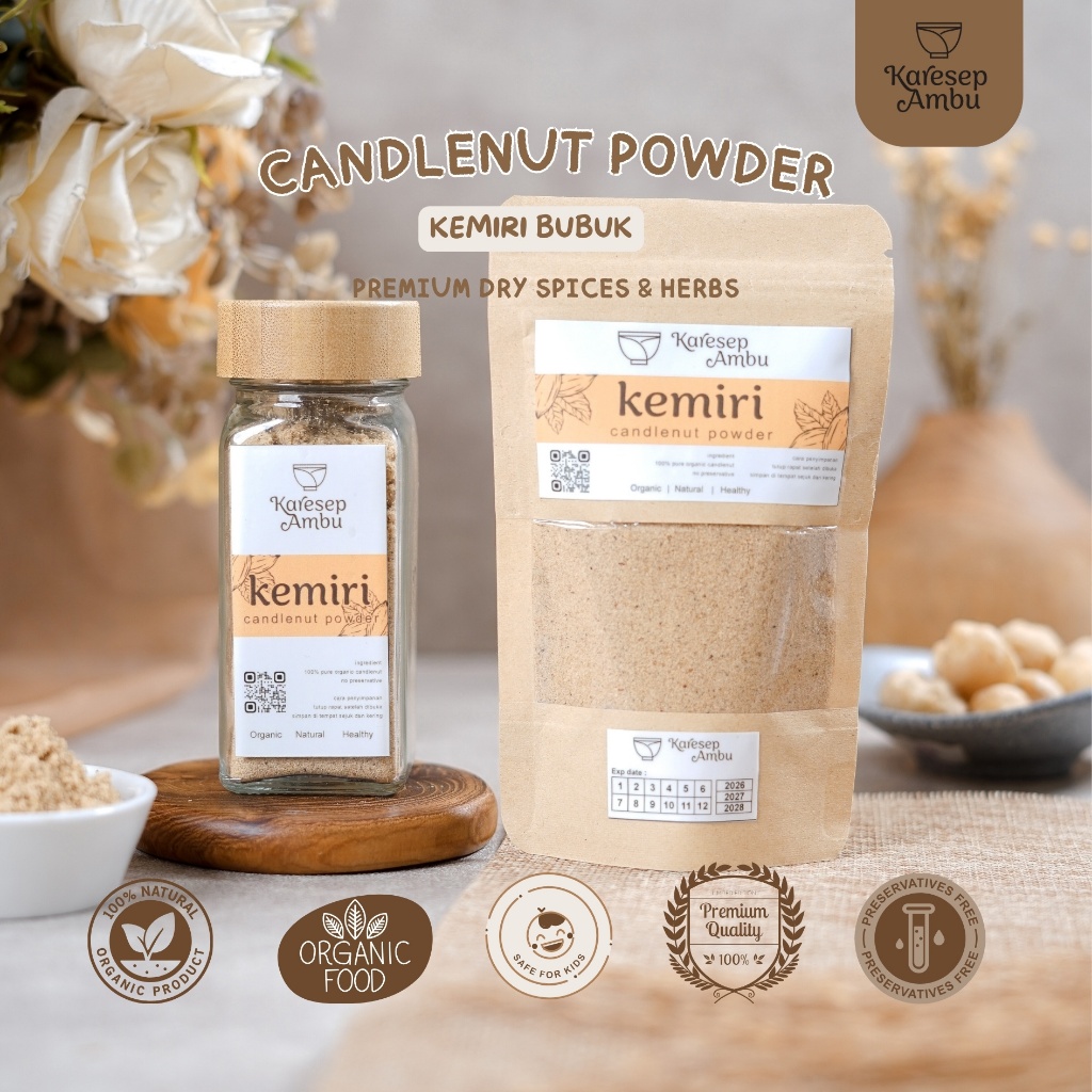 

Kemiri / Candlenut Powder - Bumbu Dapur Rempah Asli Murni Organik / Dry Herbs & Spices by Karesep Ambu