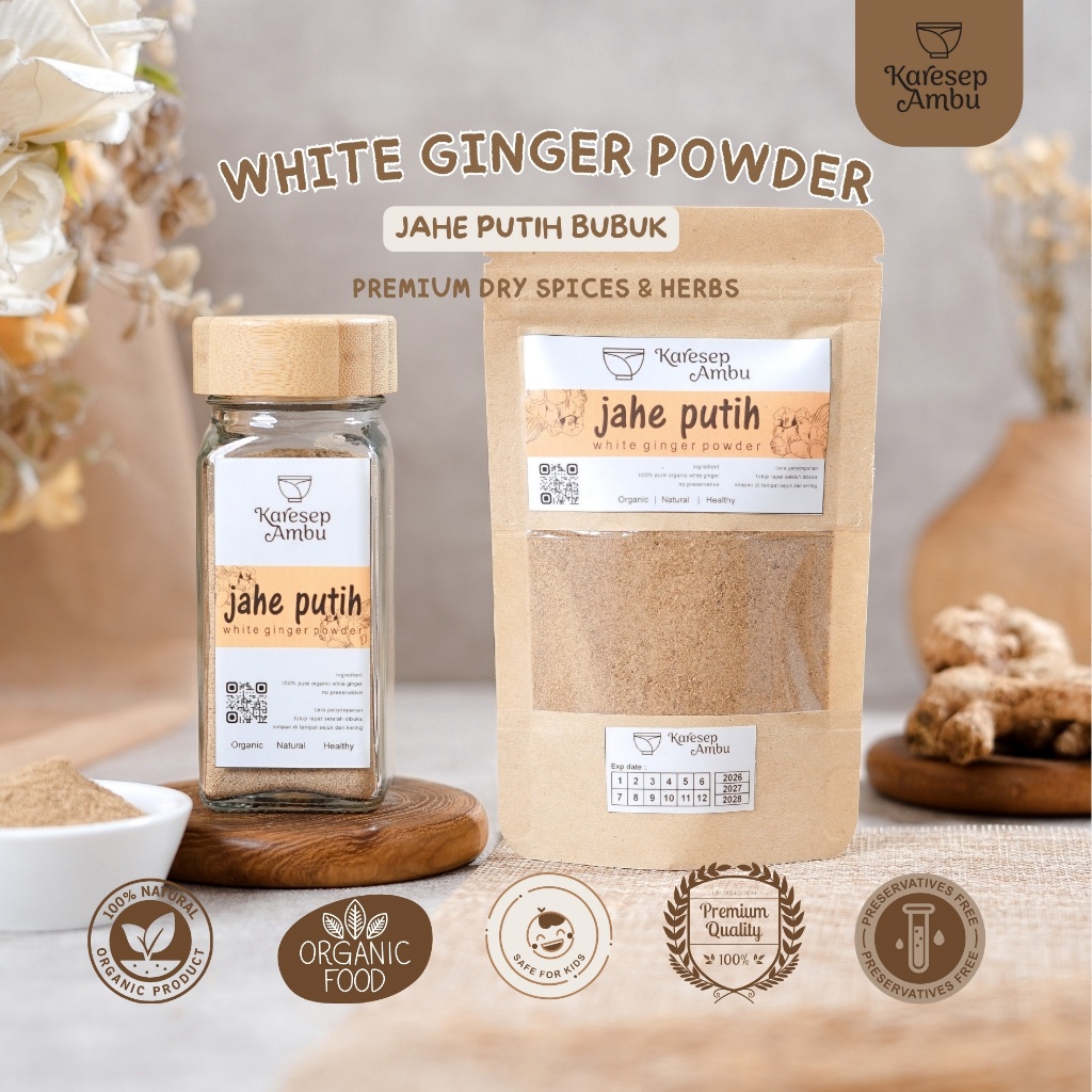 

Jahe / White Ginger Powder - Bumbu Dapur Rempah Asli Murni Organik Dry Herbs & Spices by Karesep Ambu