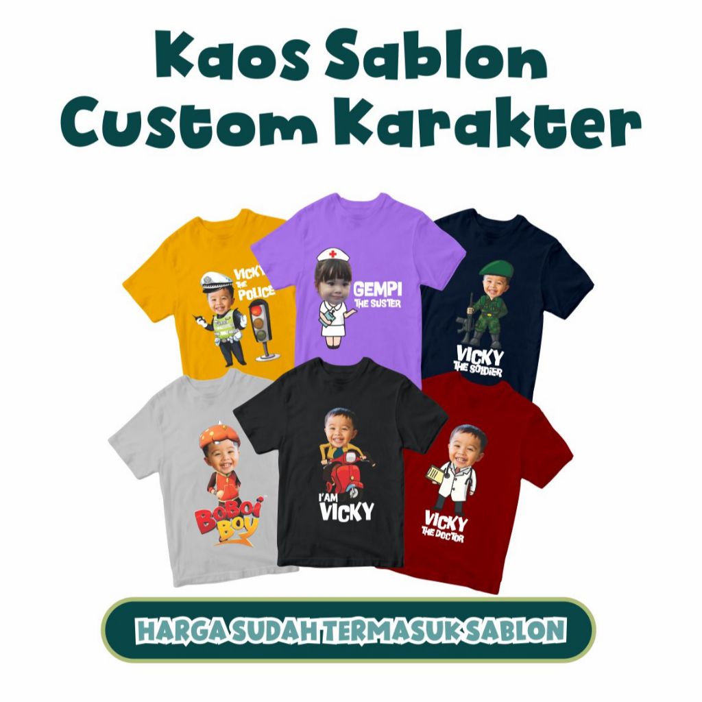 Kaos Anak Sablon Foto | Kaos Anak Sablon Karakter Kartun | Kaos Anak Sablon | Kaos Anak Custom
