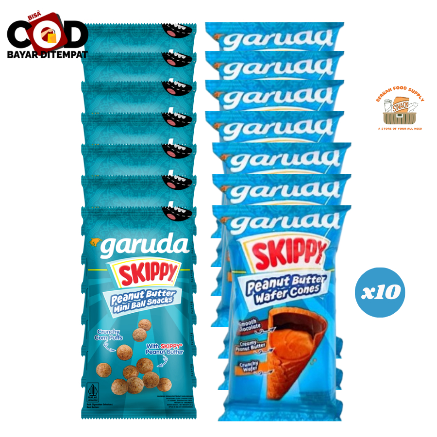 

[ BERKAH ] Garuda Skippy Renceng Isi 10x15gr Peanut Butter Wafer Cones Skippy Mini Ball Selai Kacang Snack Cemilan Anak Murah Halal