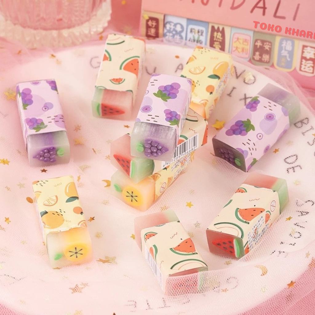 

PENGHAPUS KARET Motif Buah Penghapus Pensil Ragam Bentuk Buah Fruits Sweet Eraser