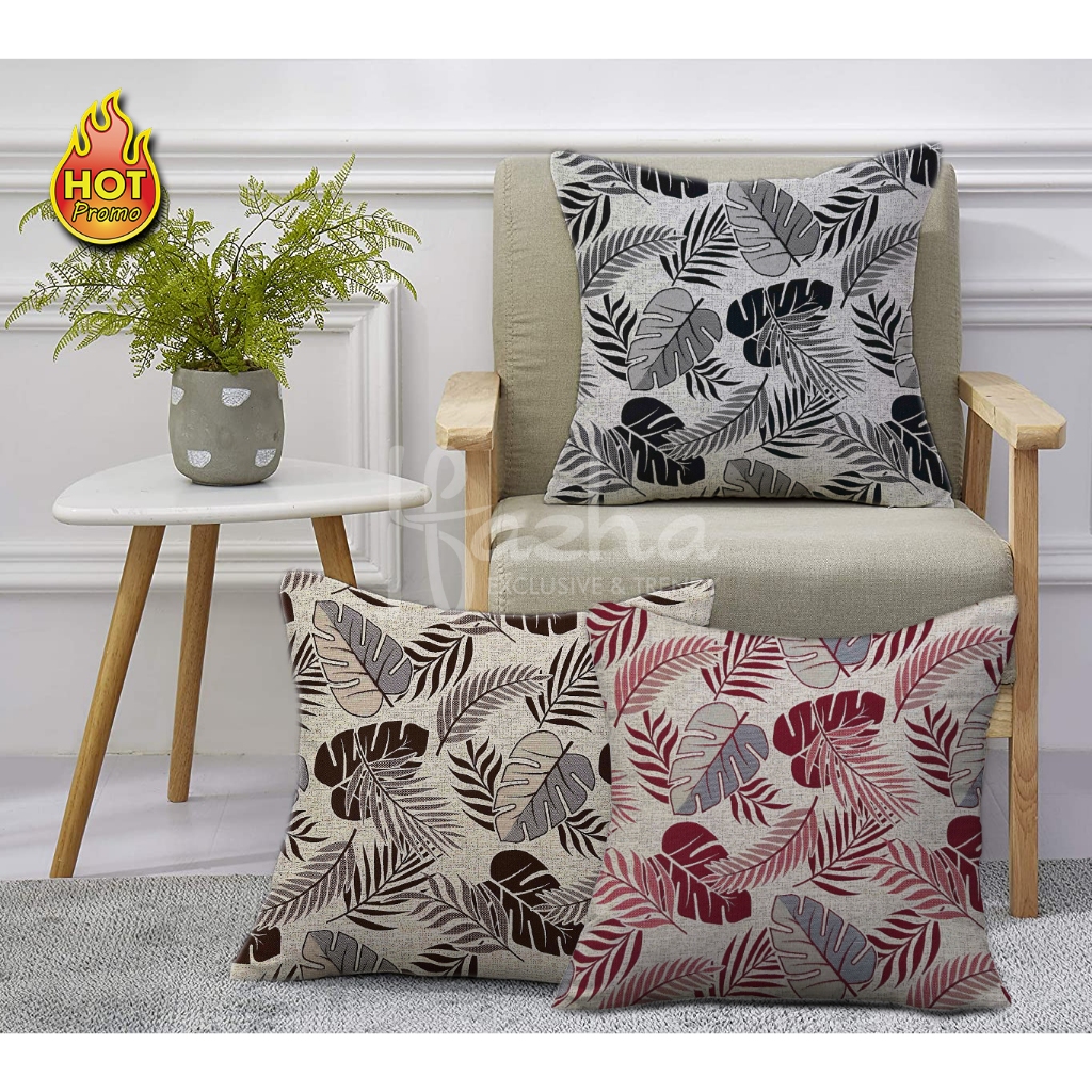 Sarung Bantal Sofa Kursi Tamu Mewah Kekinian Minimalis Modern Premium Unik Murah Meriah Motif daun b