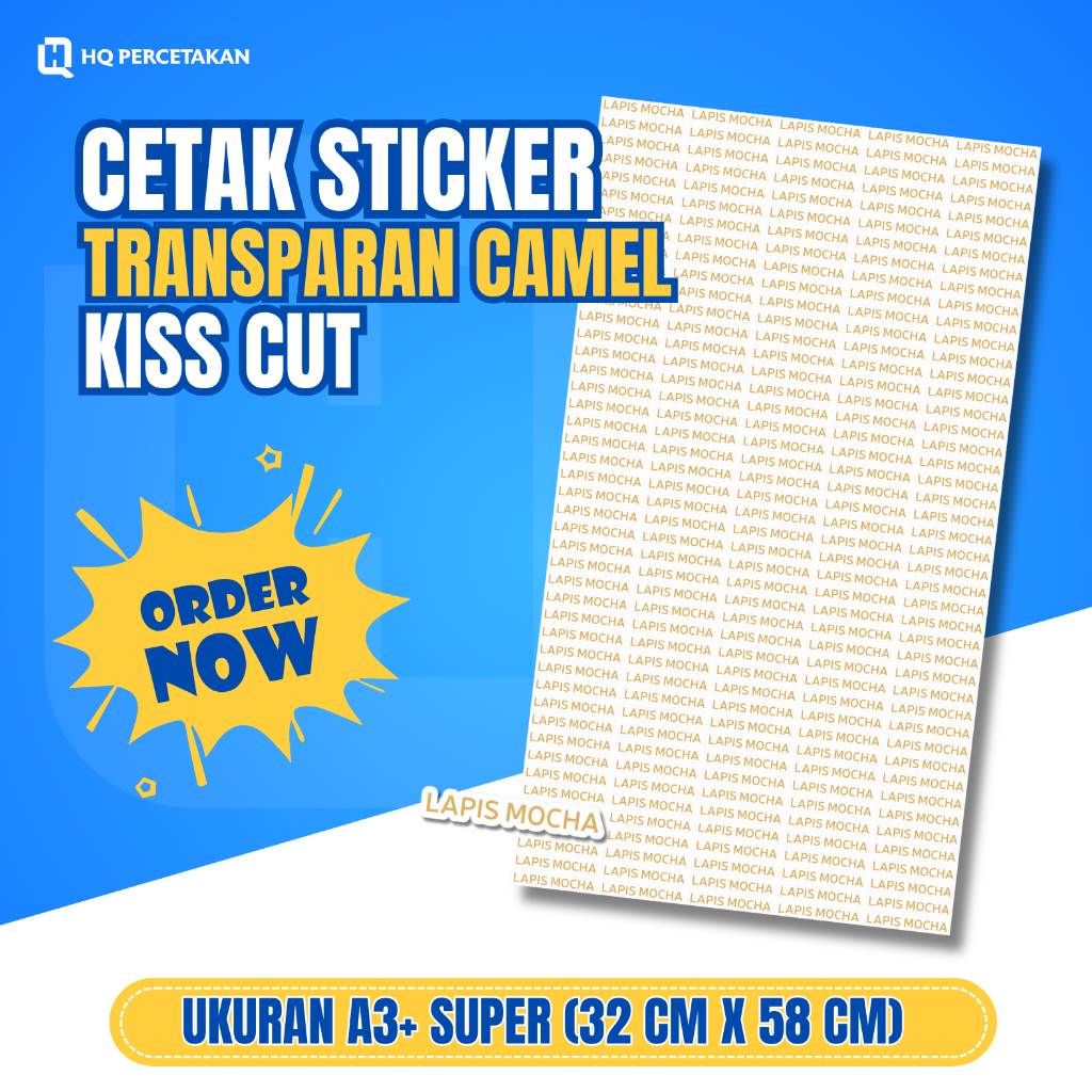 

CETAK STIKER KISS CUT TRANSPARAN CAMEL A3+ SUPER (32cm x 58cm)