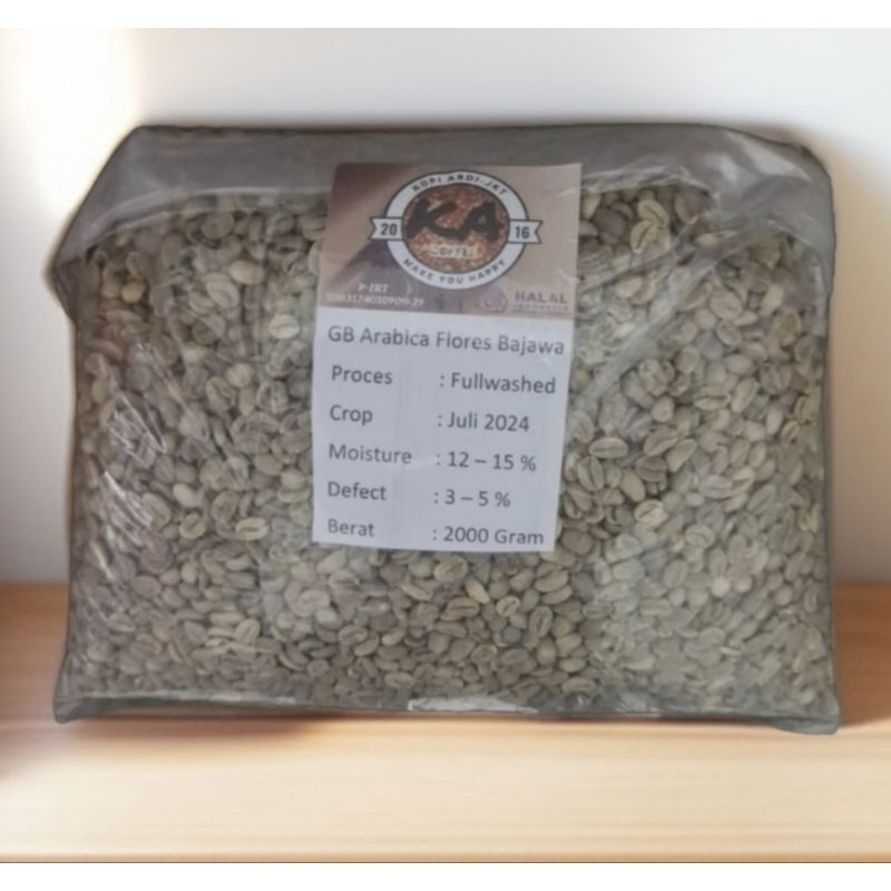 

Grean Bean (GB)/Biji Mentah Arabica Flores Bajawa full washed 500 Gram / 1 Kg