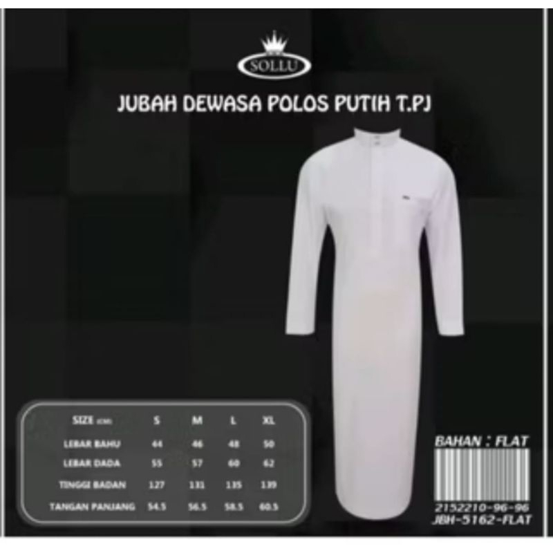Jubah pria SOLLU / Pakaian Gamis pria Muslim Dewasa lengan panjang polos