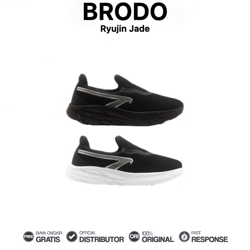 Brodo - Sepatu Ryujin Jade Sneakers Slip On Casual Unisex Wanita Pria Original 100%