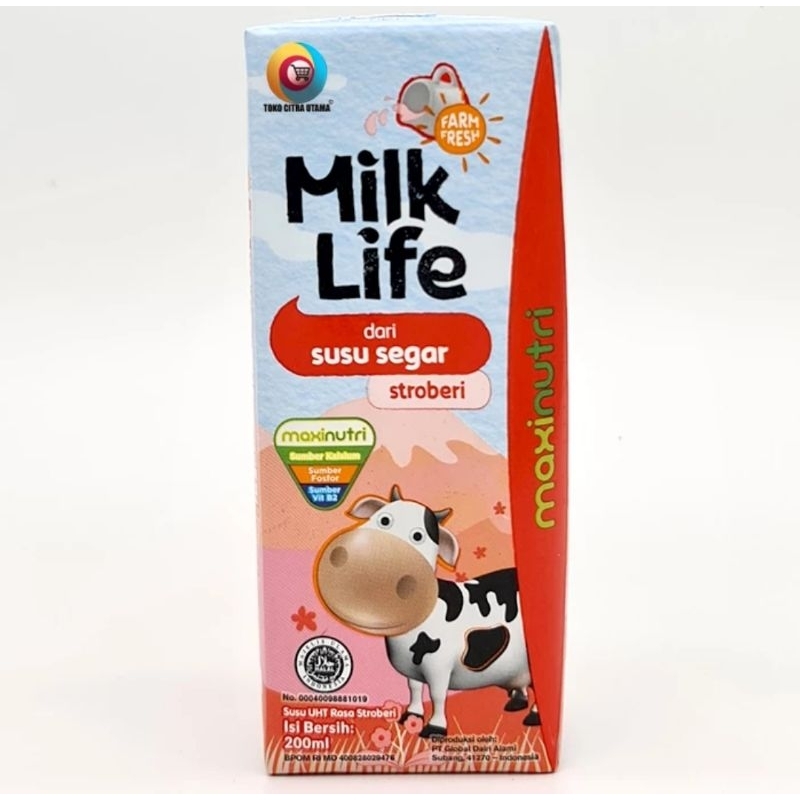 

Susu Milk life UHT 200 ml stroberi cokelat