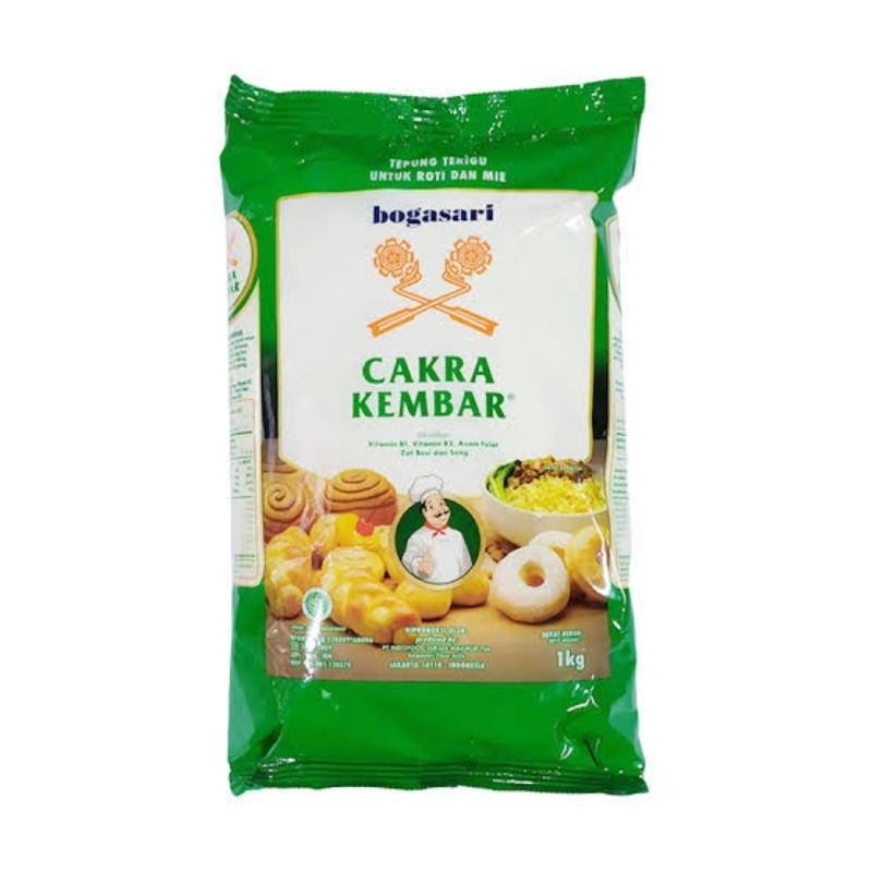 

Bogasari | Tepung Terigu | Cakra Kembar Premium | untuk ROTI & MIE | 1 Kg