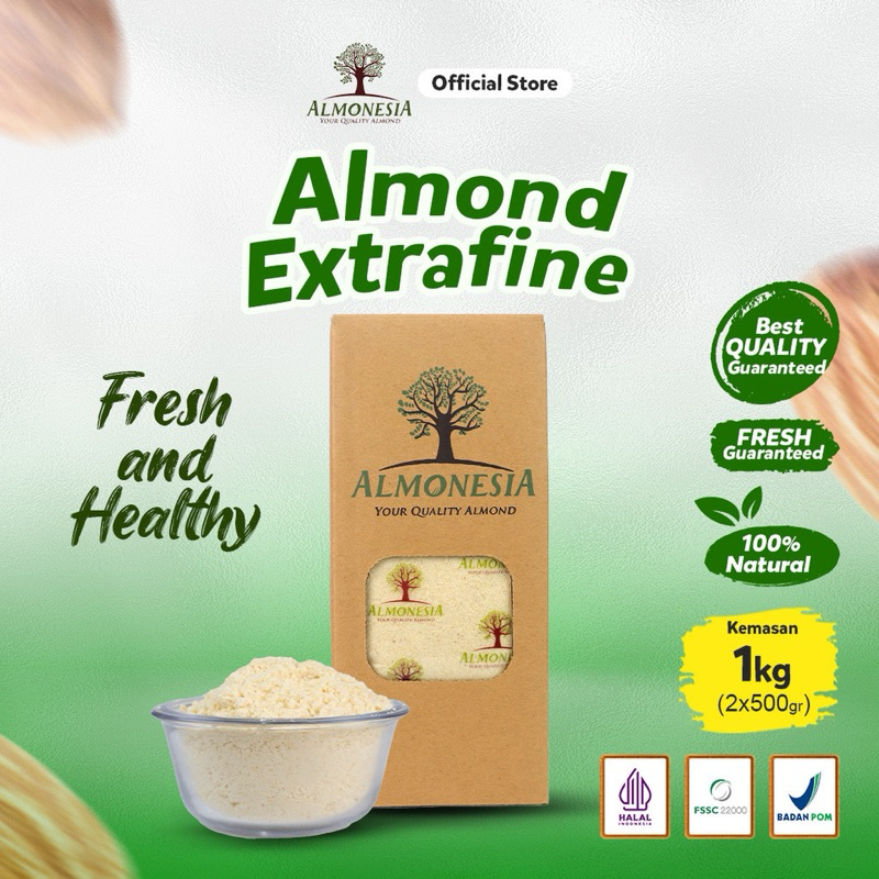 

Almonesia Extra Fine Almond 1Kg (Kemasan 500gr x 2) Bubuk Almond Powder Almond Terigu Almond - STOCK TERBATAS!!