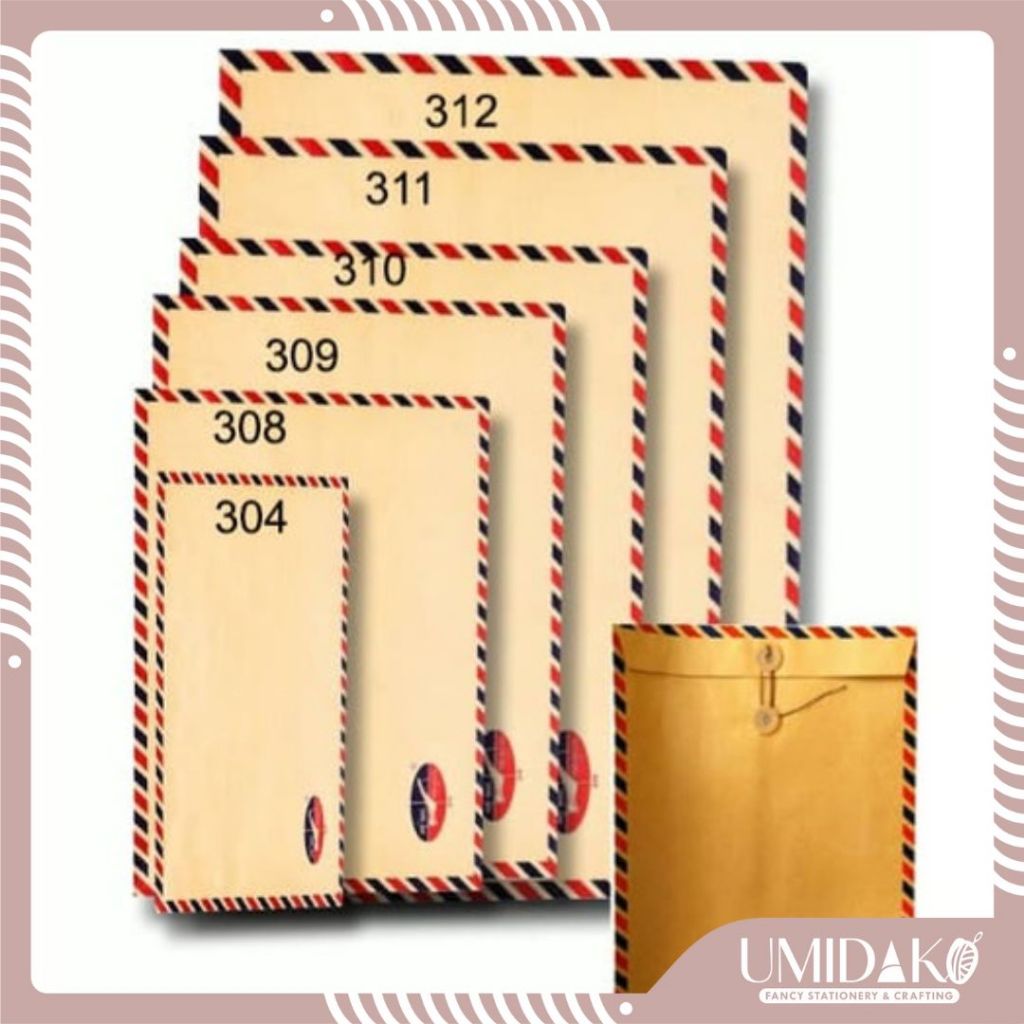 

[UMIDAKO] AMPLOP EXECUTIVE AIRMAIL E310, E308, E304 / AMPLOP LAMARAN PEKERJAAN / AMPLOP TALI COKLAT