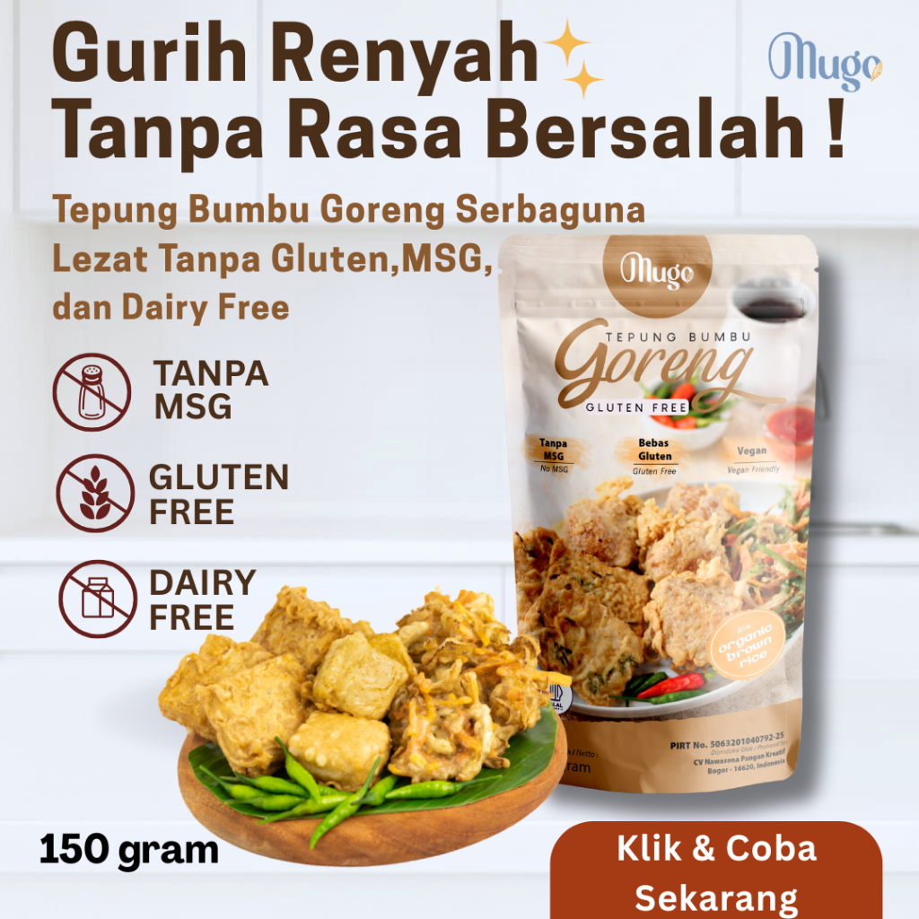 

Tepung Bumbu Gorengan Gluten Free NON MSG (Bakwan, Tempe Goreng) 150 gr