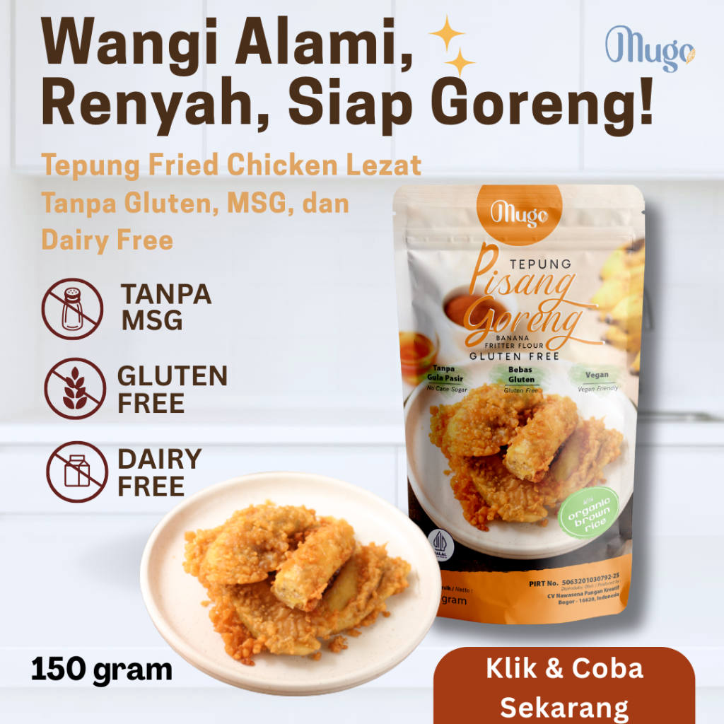 

Mugo Tepung Bumbu Pisang Goreng Gluten Free 150gr Alami Tanpa Bahan Pengawet