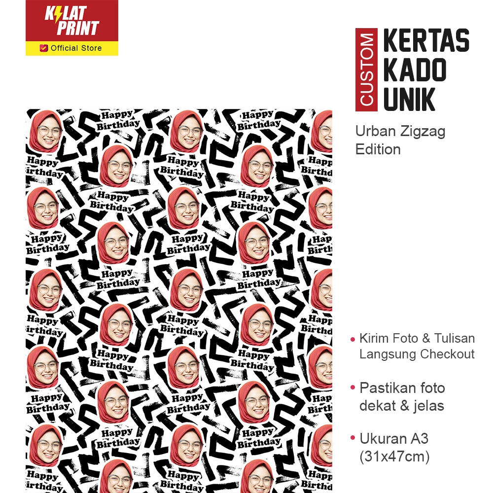 

Custom Kertas Kado Muka Kado Ulang Tahun Unik Urban Zigzag Edition