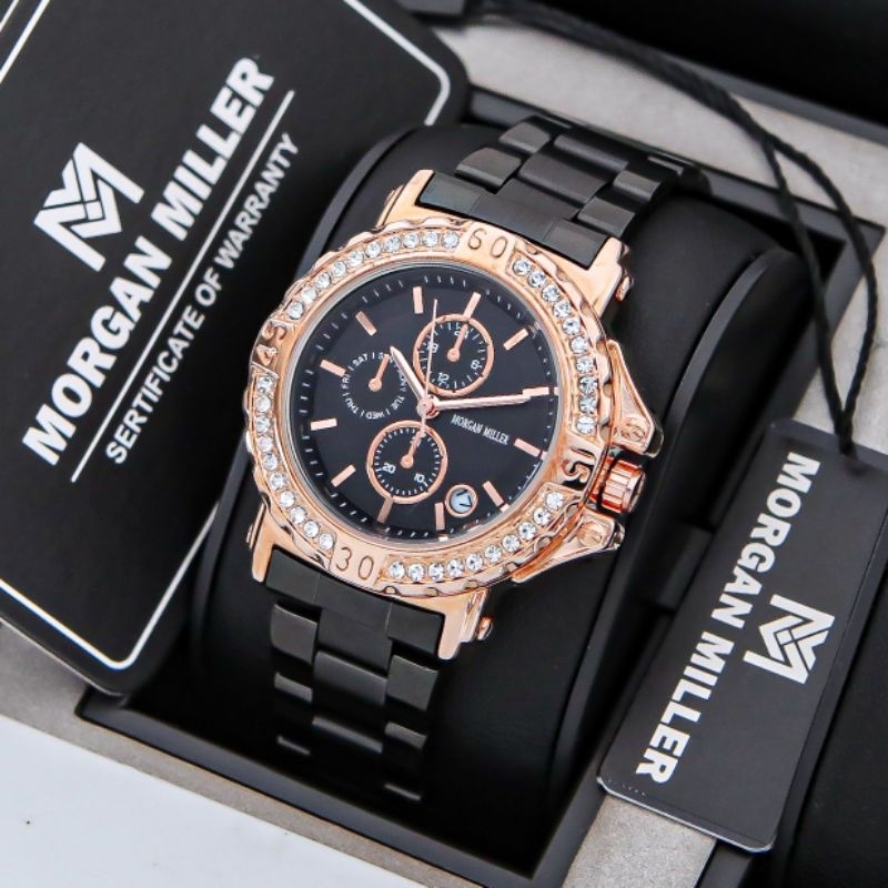 Jam Tangan Wanita Morgan MillerMM03 Original Rantai Stanliess Tanggal Aktif