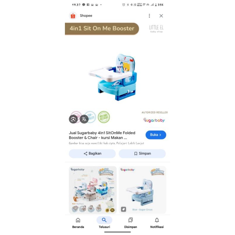 sugar baby baby chair/kursi makan baby