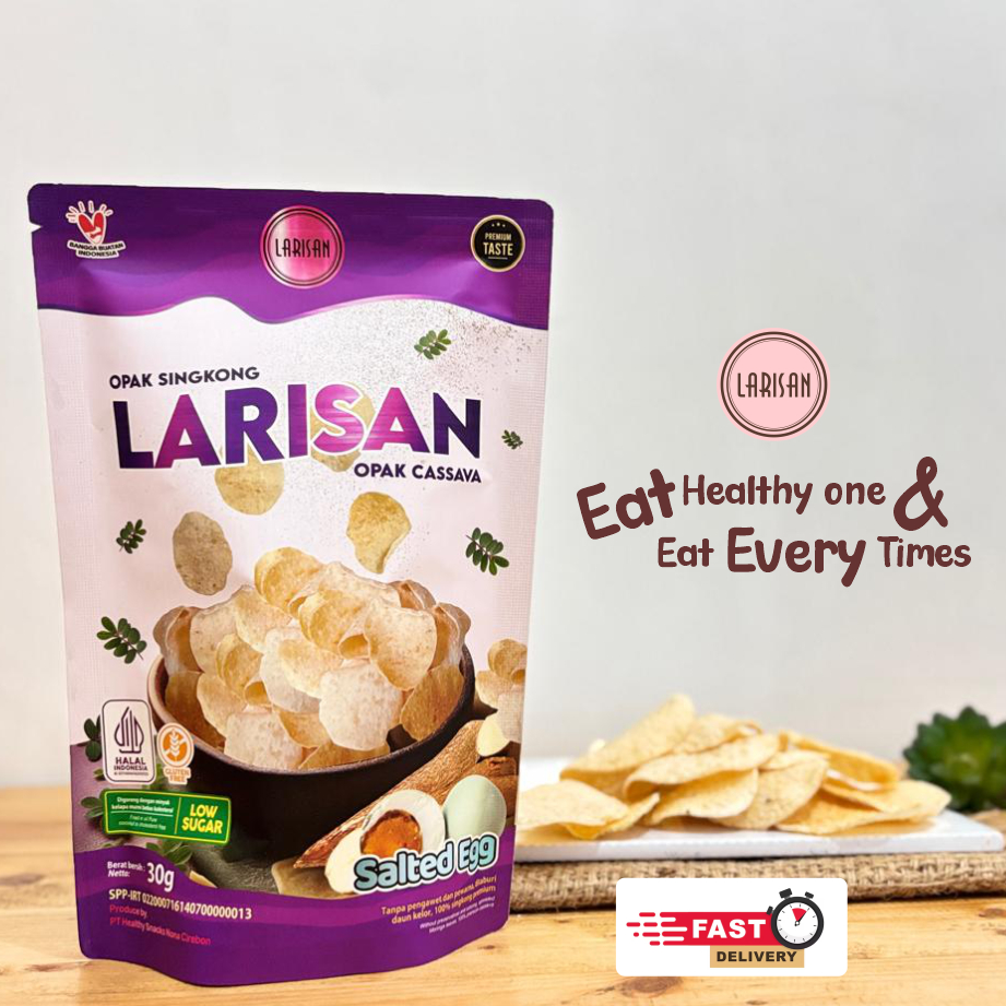 

LARISAN Opak Singkong Salted Egg 50g | Bumbu Telur Asin Premium | Daun Kelor | Minyak Kelapa