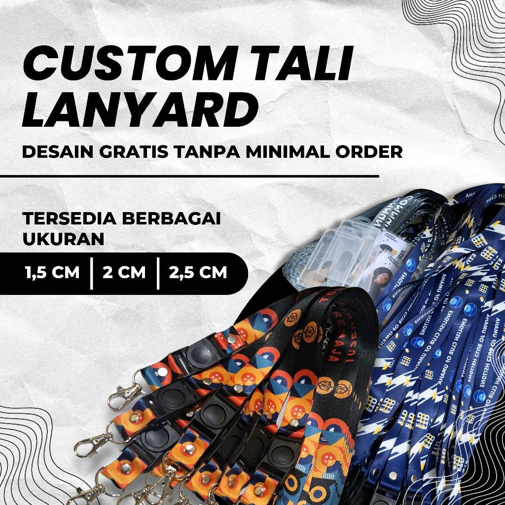

Tali lanyard custom free desain tanpa minimal order cetak 2 sisi kualitas dijamin mantap
