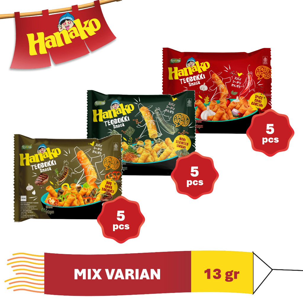 

Hanako Snack Teobokki Mix Varian 15 x 13 gr